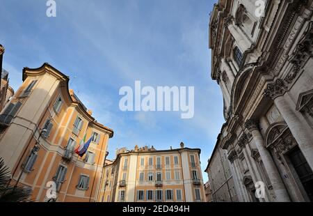 Italien, Rom, Piazza di Sant'ignazio, Kirche Sant'Ignazio und Rokoko-Gebäude (Architekt Filippo Raguzzini) Stockfoto