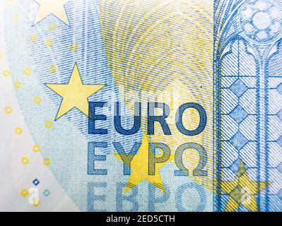 Makrobild einer 20 Euro Banknote. Europäisches Währungskonzept. Stockfoto