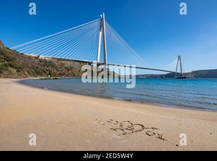 Die Yavuz Sultan Selim Brücke in Sariyer Bezirk von Istanbul, Türkei Stockfoto