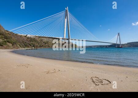 Die Yavuz Sultan Selim Brücke in Sariyer Bezirk von Istanbul, Türkei Stockfoto