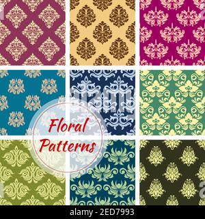 Florales Ornament aus Damast floral nahtloses Muster. Luxus blumig verzierten Verzierung oder tracery Hintergrund mit Barock oder Rokoko Blumendekor für i Stock Vektor