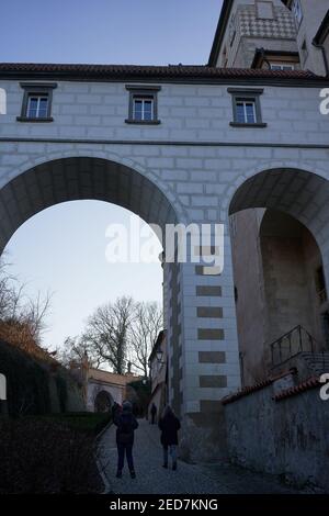 Brandys nad Labem, Tschechische Republik - 31. Januar 2021 - das massive Schloss ist ein bedeutendes Wahrzeichen der Stadt Brandýs nad Labem im Zentrum von B Stockfoto