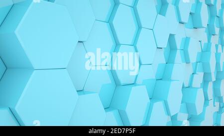 Mehrere blaue Sechsecke bilden einen abstrakten Hintergrund Stockfoto