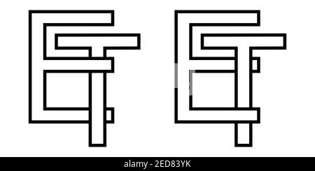 Logo Zeichen et te Symbol Zeichen Zeilensprungbuchstaben T, E Vektor Logo et, te ersten Großbuchstaben Muster Alphabet e, t Stock Vektor