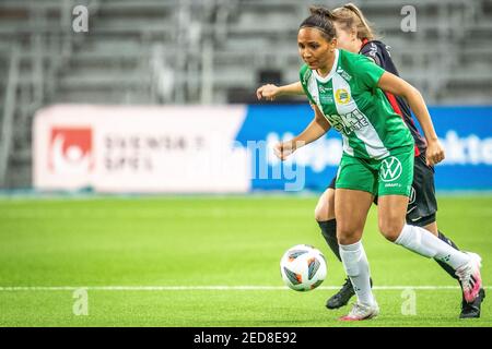 Stockholm, Schweden. Februar 2021, 14th. Madelen Janogy (#9 Hammarby) im Finale der Volkswagen Stockholm Challenge zwischen Hammarby und Brommapojkarna in der Tele2 Arena in Stockholm, Schweden Quelle: SPP Sport Pressefoto. /Alamy Live Nachrichten Stockfoto