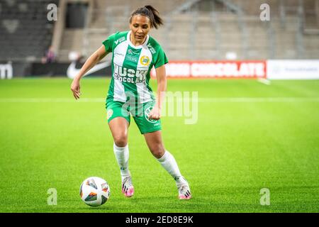 Stockholm, Schweden. Februar 2021, 14th. Madelen Janogy (#9 Hammarby) im Finale der Volkswagen Stockholm Challenge zwischen Hammarby und Brommapojkarna in der Tele2 Arena in Stockholm, Schweden Quelle: SPP Sport Pressefoto. /Alamy Live Nachrichten Stockfoto