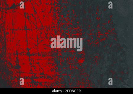 Ein alter verwitterter roter und schwarzer Grunge Wandhintergrund Stockfoto