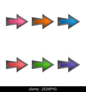 Gaming-Elemente auf weißem Hintergrund isoliert. Design für Computerspiel. Symbole und Symbole. Sammlung Tasten spielen für Spiele und App. Verschiedene Farben Stock Vektor