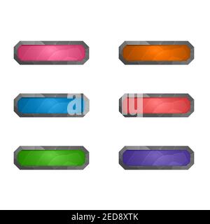 Gaming-Elemente auf weißem Hintergrund isoliert. Design für Computerspiel. Symbole und Symbole. Sammlung quadratische Tasten spielen für Spiele und App. Farbenfroh Stock Vektor