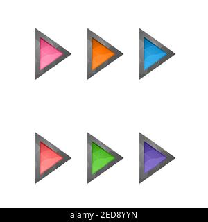 Gaming-Elemente auf weißem Hintergrund isoliert. Design für Computerspiel. Symbole und Symbole. Sammlung Tasten spielen für Spiele und App. Verschiedene Farben Stock Vektor