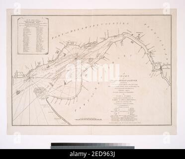 Ein Diagramm der Delaware Bay und den Fluss - mit einer vollständigen und genauen Beschreibung der Küsten, Buchten, Häfen, Tiefenangaben, Untiefen, Sande, und die Lager des größten Land Marken & C. & C Stockfoto