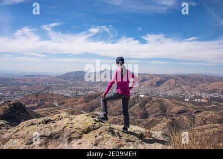 Trekker Blick auf die schöne Aussicht über Guanajuato City, Guanajuato State, Mexiko Stockfoto