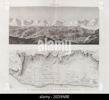 (Antinoë Antinoöpolis). 1. Plan général des Umgebung; 2. Vue des Ruinen de la ville, hebeln Sie Du côté du sud-ouest Stockfoto