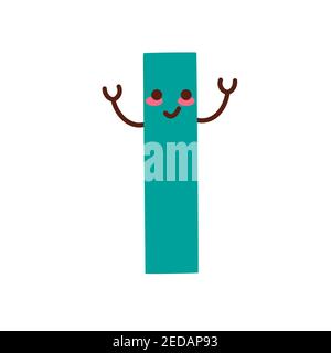 Brief I. Lustige Charakter mit niedlichen Gesicht. Design für Kinderzimmer, Poster, Kinderzimmer Typografie. Stock Vektor