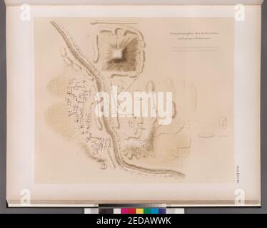 Fayyûm- Situationsplan des Labyrinths und seiner Pyramide Stockfoto