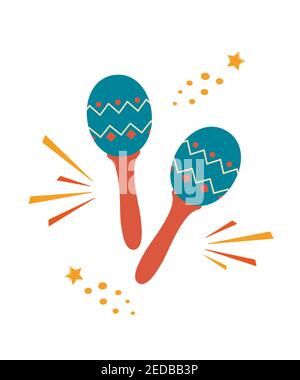 Maracas. Musikinstrument. Maraca, Cuba, Mexico, Carnival Percussion Instrument Vektor-Illustration in flachem Stil Stock Vektor