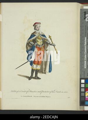 Gewohnheit des Grafen von Flandern und Beschützer der Holländer im Jahre 1582. Le comte de Flandre protecteur de la libertié Belgique Stockfoto