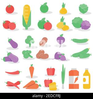 Flaches Gemüse Icon Set Stock Vektor