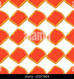 Illustration zum Thema große Muster identische Arten Fisch Kaviar, Ei gleiche Größe. Eiermuster aus frischem Fischkaviar für farbigen Druck auf Wallpa Stock Vektor