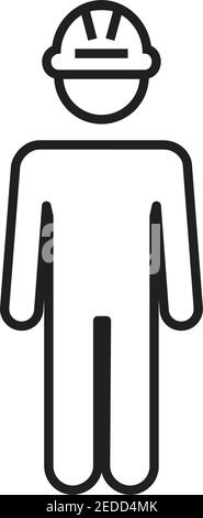 Vektorsymbol für Linienarbeiter in der Konstruktion auf weißem Hintergrund isoliert Stock Vektor