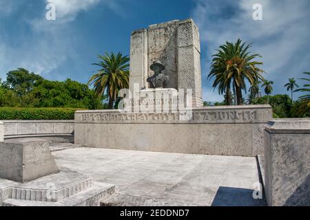 Das Carl Graham Fisher Monument, Gründer von Miami Beach, im Fisher Park. Stockfoto