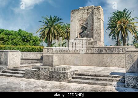 Das Carl Graham Fisher Monument, Gründer von Miami Beach, im Fisher Park. Stockfoto