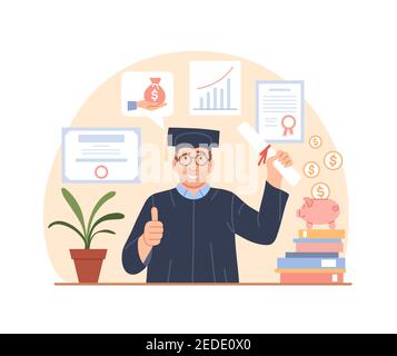 Studiengebühren Konzept. Investitionen in Bildung. Stock Vektor