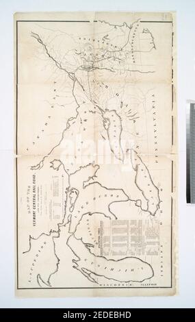 Karte der Vermont Central Rail Road und ihrer Verbindungen Von Smiths Karte der Vereinigten Staaten Stockfoto