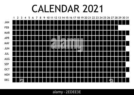 2021 Kalenderplaner. Сorporate Designwoche. Isoliert auf weißem Hintergrund. Platz für Aufkleber. Einfaches Design für Business Broschüre, Flyer, Print Stock Vektor