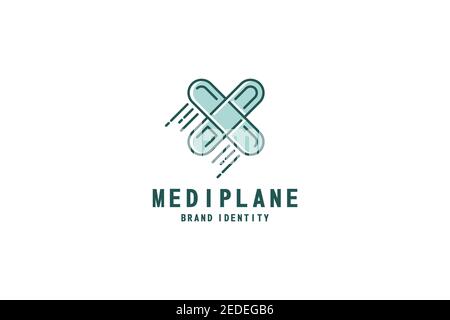 Medizinische plus geformte Ebene, eine Illustration des Gesundheits-Logo-Design, Klinik, erste-Hilfe-Symbol oder Produkte der Pharmaindustrie. Design-Konzept für schnelle Bewegungen. Stock Vektor