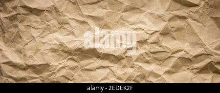 Zerfetzte braune Kraftpapier Textur Banner Hintergrund mit Falten Stockfoto
