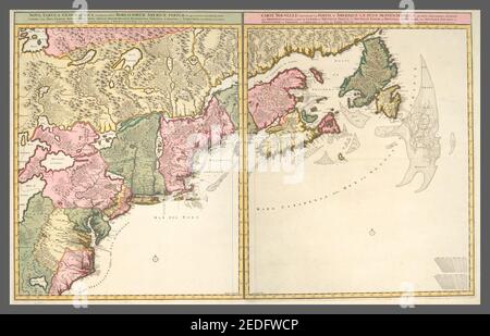 Nova tabula geographica complectens borealiorem Americae partem Stockfoto