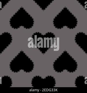 Nahtloses valentine Muster Hintergrund mit schwarzem Herzstempel Stockfoto