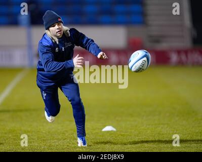 Sale Sharks FAF De Klerk erwärmt sich vor dem Spiel während einer Gallagher Premiership Runde 9 Rugby Union Spiel, Freitag, 12. Februar 2021, in Leicester, Vereinigen Stockfoto