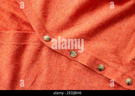 Orange Strickpullover Strickjacke Textur Hintergrund Stockfoto