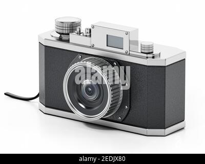 Vintage analoge SLR-Kamera isoliert auf weißem Hintergrund. 3D Abbildung. Stockfoto