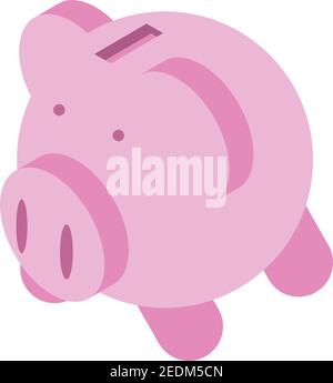 Sparschwein sicheres Geld und Investitionen Vektor Illustration Symbol isometrisch Stil Stock Vektor