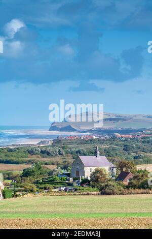 L'église Saint-Martin de Tardinghen, Frankreich, Pas de Calais, Côte d'Opale Stockfoto