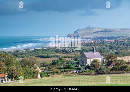 L'église Saint-Martin de Tardinghen, Frankreich, Pas de Calais, Côte d'Opale Stockfoto