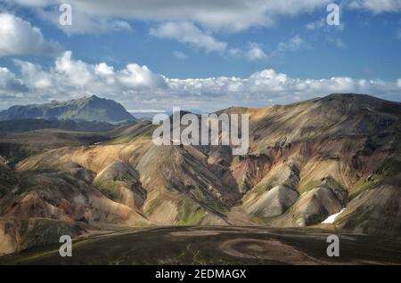 Blick auf die Hügel im landmannalaugar Nationalpark in Island Stockfoto