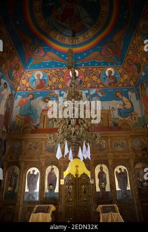 01,09.2016, Orheiul Vechi, Rajon Orhei, Moldawien - Ikonostase im Kloster Orheiul Vechi, im Komplex Orheiul Vechi, einer historischen Siedlung Stockfoto