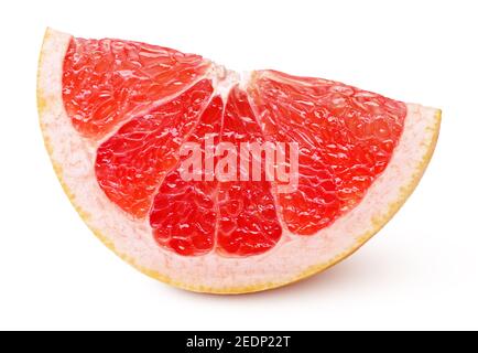 Reife Scheibe rosa Grapefruit Zitrusfrüchte isoliert auf weiß Hintergrund mit Beschneidungspfad Stockfoto