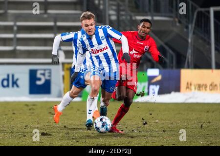 Odense, Dänemark. Februar 2021, 14th. Troels Klove (23) von ob beim Superliga-Spiel 3F zwischen Odense Boldklub und Aarhus GF im Nature Energy Park in Odense. (Foto Kredit: Gonzales Foto/Alamy Live News Stockfoto