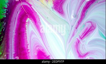 Tinte, Farbe, abstrakt. Nahaufnahme. Bunte abstrakte Malerei Hintergrund. Ölfarbe mit hoher Textur. Hochwertige Teile. Stockfoto