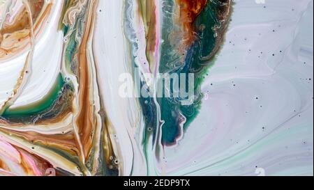 Tinte, Farbe, abstrakt. Nahaufnahme. Bunte abstrakte Malerei Hintergrund. Ölfarbe mit hoher Textur. Hochwertige Teile. Stockfoto