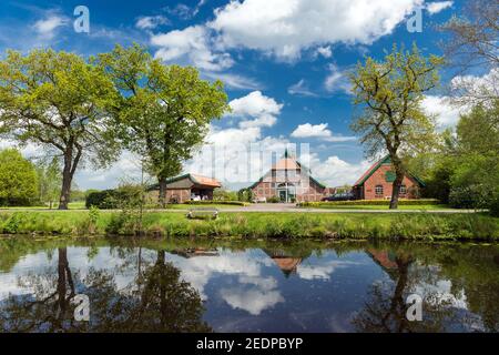 Frühling am Elisabethfehn-Kanal, Deutschland, Niedersachsen, Oldenburger Münsterland, Elisabethfehn Stockfoto