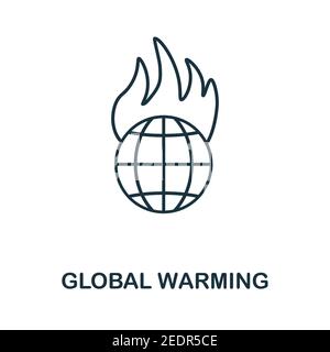 Symbol für globale Erwärmung. Monochrom einfaches Globales Aufwärmsymbol für Vorlagen, Webdesign und Infografiken Stock Vektor