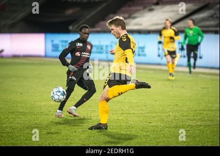 Herning, Dänemark. Februar 2021, 14th. Alexander Ludwig (33) von AC Horsens beim Superliga-Spiel 3F zwischen FC Midtjylland und AC Horsens in der MCH Arena in Herning. (Foto Kredit: Gonzales Foto/Alamy Live News Stockfoto