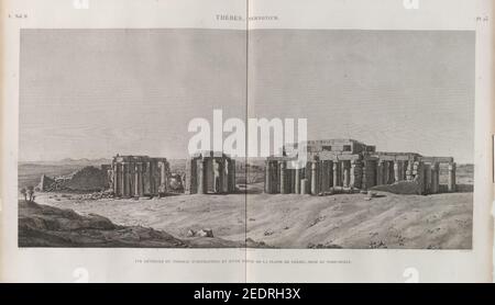 Thèbes. Memnonium (Ramesseum). Vue générale du tombeau d'Osymandyas (User-Maat-Re) et d'une Partie de la plaine de Thèbes, Pry du nord-ouest Stockfoto