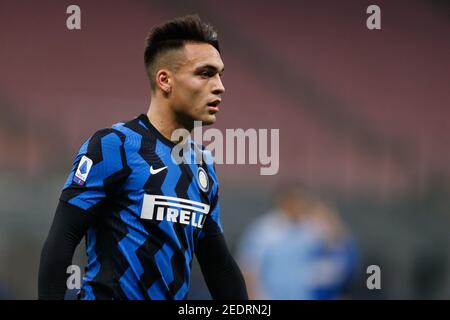 Lautaro Martinez (FC Internazionale) während des FC Internazionale gegen SS Lazio, Italienischer Fußball Serie A Spiel in Mailand, Italien. , . Februar 14 2021 (Foto: IPA/Sipa USA) Quelle: SIPA USA/Alamy Live News Stockfoto